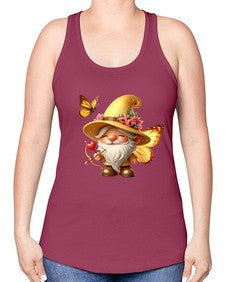 gnome with butterfly 27# - gnome -Racerback Tank