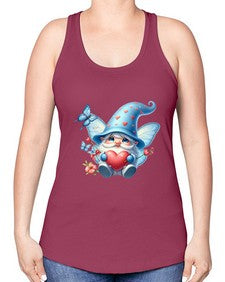 gnome with butterfly 28# - gnome -Racerback Tank