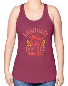 graduate shark doo doo doo doo 221# - graduation -Racerback Tank