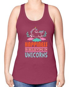 happiness is believing in unicorns 152# - unicorn -Racerback Tank