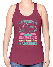 happiness is following in unicorns 166# - unicorn -Racerback Tank