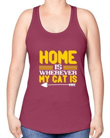 home is wherever my cat is Style 50# - cats -Racerback Tank