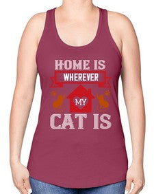 home is wherwever my cat is Style 51# - cats -Racerback Tank