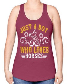 just a boy who loves horses Style 32# - horse -Racerback Tank