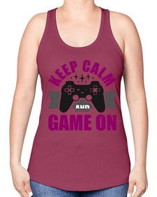 keep calm and game on 132# - video games -Racerback Tank