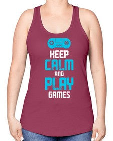 keep calm and play games 133# - video games -Racerback Tank
