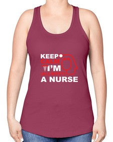 keep calm i m allmost a nurse 1024# - nurse -Racerback Tank