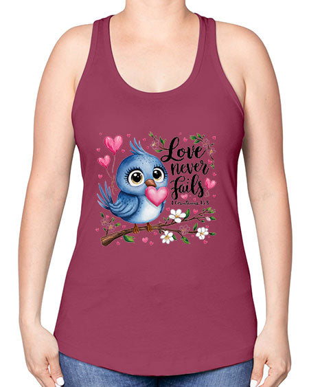 love never fails 63# - birds -Racerback Tank