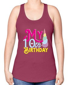 my 10th birthday 251# - unicorn -Racerback Tank