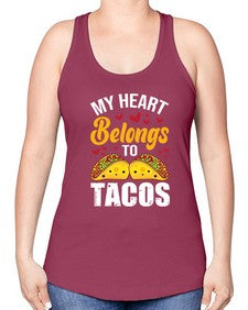 my heart belongs to tacos 1423# - tacos -Racerback Tank