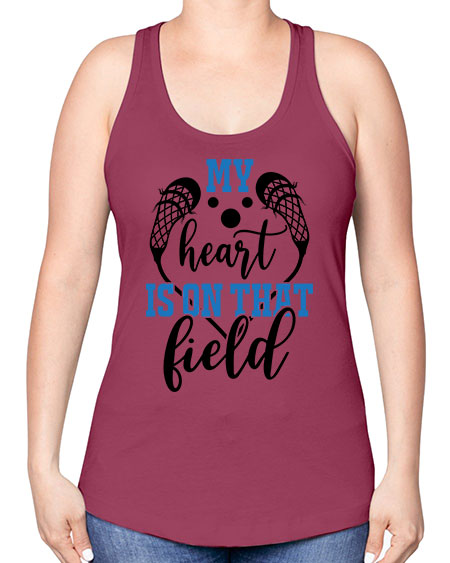 my heart is on that field 13# - lacrosse -Racerback Tank