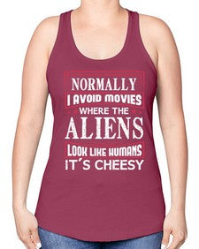 normally i avoid movies where aliens look human 35# - ufo -Racerback Tank