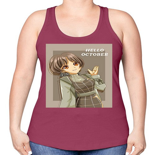 of beautiful girl in hello october 133# - anime -Racerback Tank