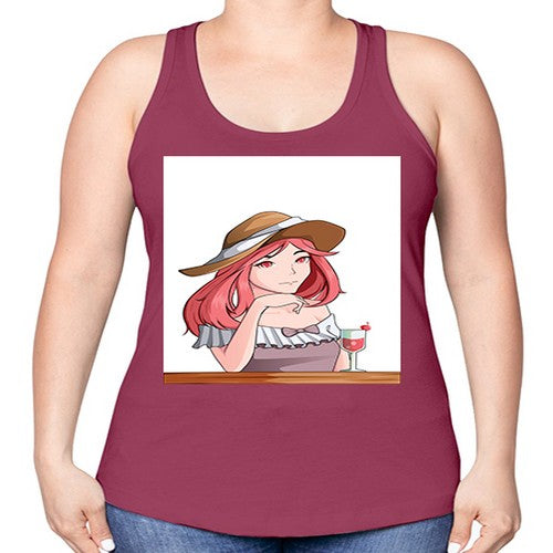 pretty woman with fresh juice in summer 37# - anime -Racerback Tank