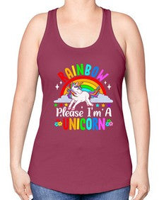 rainbow please im a unicorn 364# - unicorn -Racerback Tank