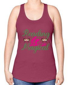 reading is magical 369# - unicorn -Racerback Tank