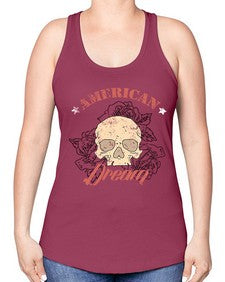 skullrose 1070# - skull and bones -Racerback Tank
