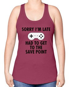 sorry im late had to get to the save point 151# - video games -Racerback Tank
