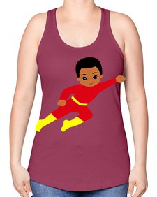 super kid 4# - black boys or men -Racerback Tank