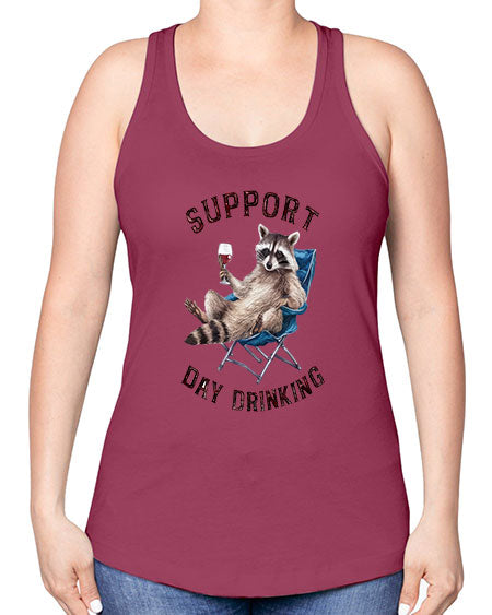 support day drinking 67# - raccoon -Racerback Tank