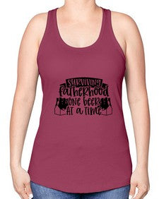 surviving fatherhood one beer at a time 1594# - beer -Racerback Tank
