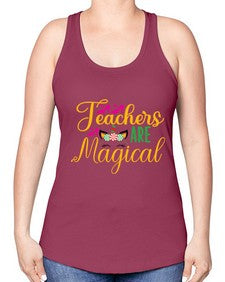 teachers are magical 430# - unicorn -Racerback Tank