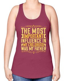 the most important influence in my childhood was my father 594# - parents day -Racerback Tank