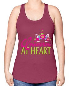 unicorn at heart 444# - unicorn -Racerback Tank