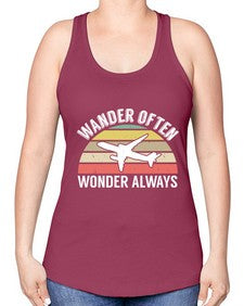 wander often wonder always  47# - airplane -Racerback Tank