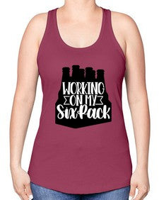 working on my six pack 1789# - beer -Racerback Tank