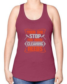 your one stop for home cleaning needs Style 492# - cleaner -Racerback Tank