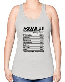 Aquarius Nutrition Facts 67# - aquarius -Racerback Tank