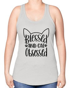 Blessed And Cat Obsessed Style 79# - cats -Racerback Tank