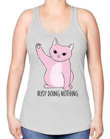 Busy Doing Nothing - cats -Racerback Tank