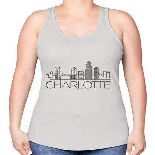Charlotte Minimal Skyline 557# - cities -Racerback Tank