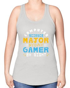 Computer science major by day gamer by night 6# - computer -Racerback Tank