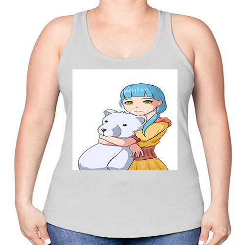 Cute girl with bear doll 26# - anime -Racerback Tank