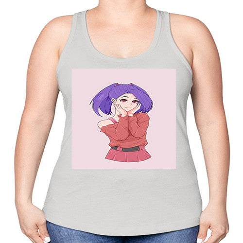 Cute girl with cute pose 138# - anime -Racerback Tank