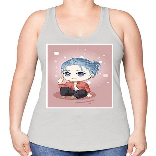 Cute little boy silver hair 78# - anime -Racerback Tank