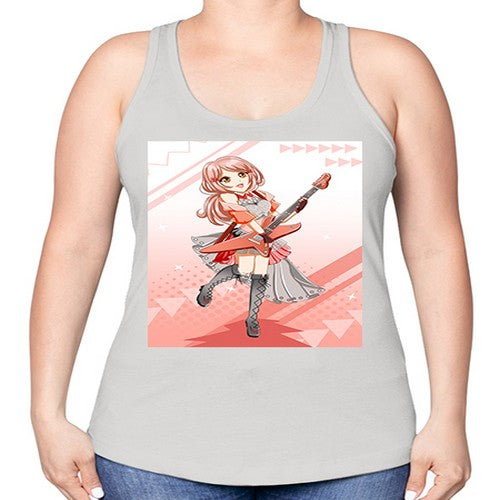 Cute rock star girl with guitar game 17# - anime -Racerback Tank