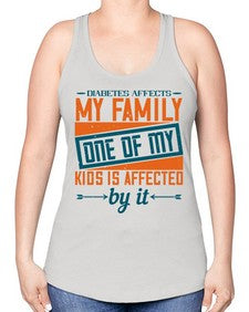 Diabetes affects my family One of my kids is affected by it Style 4# - diabetes -Racerback Tank