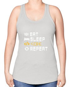 Eat sleep code repeat 49# - computer -Racerback Tank