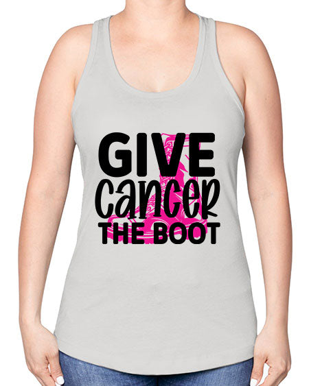 Give Cancer the Boot 25# - breast cancer -Racerback Tank