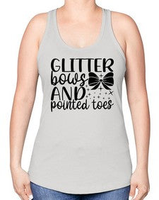 Glitter bows and pointed toes 130# - ballet -Racerback Tank