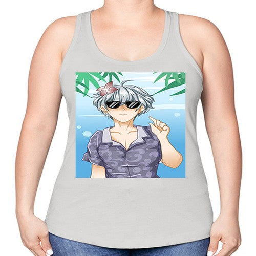 Handsome boy with sunglasses on the beach in summer holiday 44# - anime -Racerback Tank