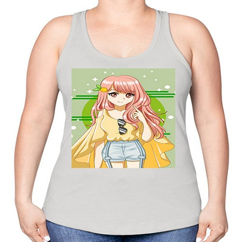 Happy and cute yellow blouse in summer holiday 43# - anime -Racerback Tank