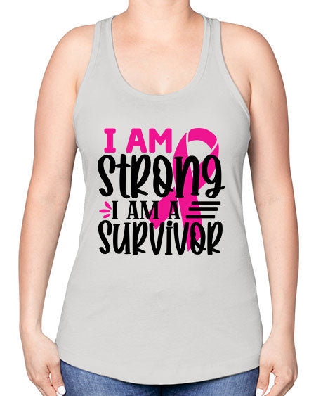 I Am Strong I Am a Survivor 19# - breast cancer -Racerback Tank