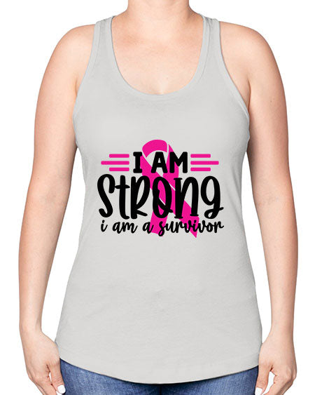 I Am Strong I Am a Survivor 20# - breast cancer -Racerback Tank