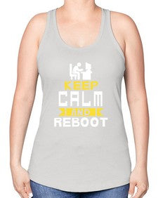 Keep Calm and reboot 27# - computer -Racerback Tank