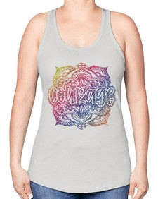 Mandala Courage Rainbow Glitter 758# - mandala -Racerback Tank